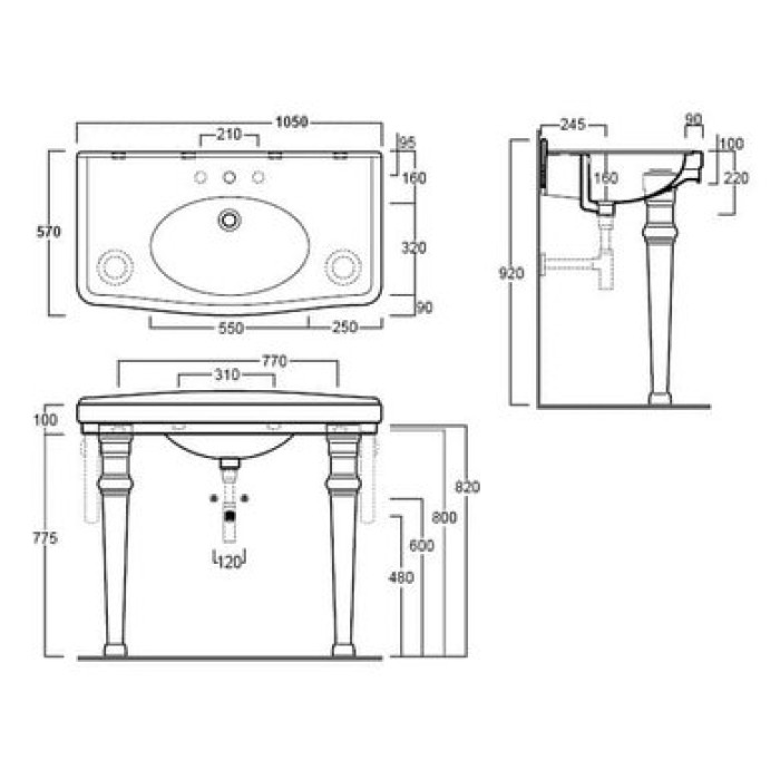 Керамическая раковина 105 см Simas Londra LO 934