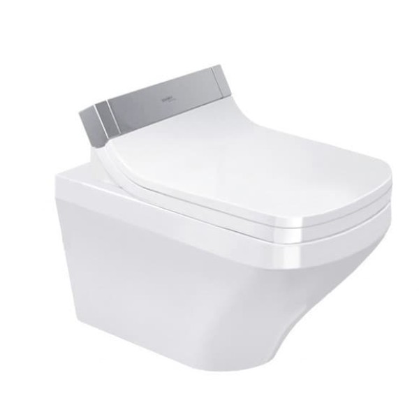 Плитка керамогранит Подвесной унитаз безободковый с крышкой Duravit Rimless DuraStyle SensoWash 631001002000300 для пола