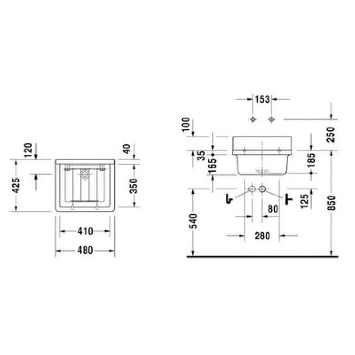Плитка керамогранит Керамическая раковина 48 см Duravit Starck 3 0313480000 для пола
