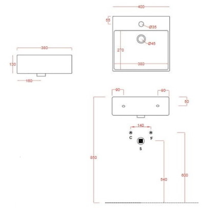 Керамическая раковина 40 см Artceram Quadro, white glossy (QUL005 01;00)