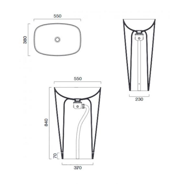 Напольная керамическая раковина 55 см Catalano Green Lux, bianco satinato