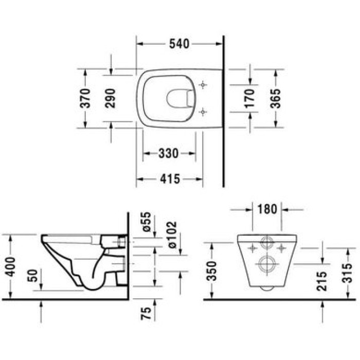Плитка керамогранит Подвесной безободковый унитаз Duravit Rimless DuraStyle 2538090000 для пола Плитка керамогранит Подвесной безободковый унитаз Duravit Rimless DuraStyle 2538090000 для пола