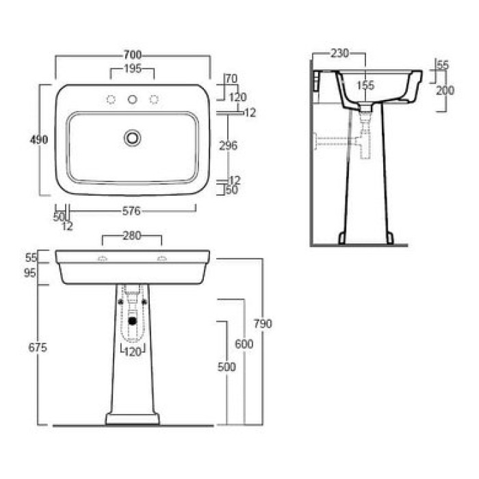 Керамическая раковина 70 см Simas Evolution EVO 11