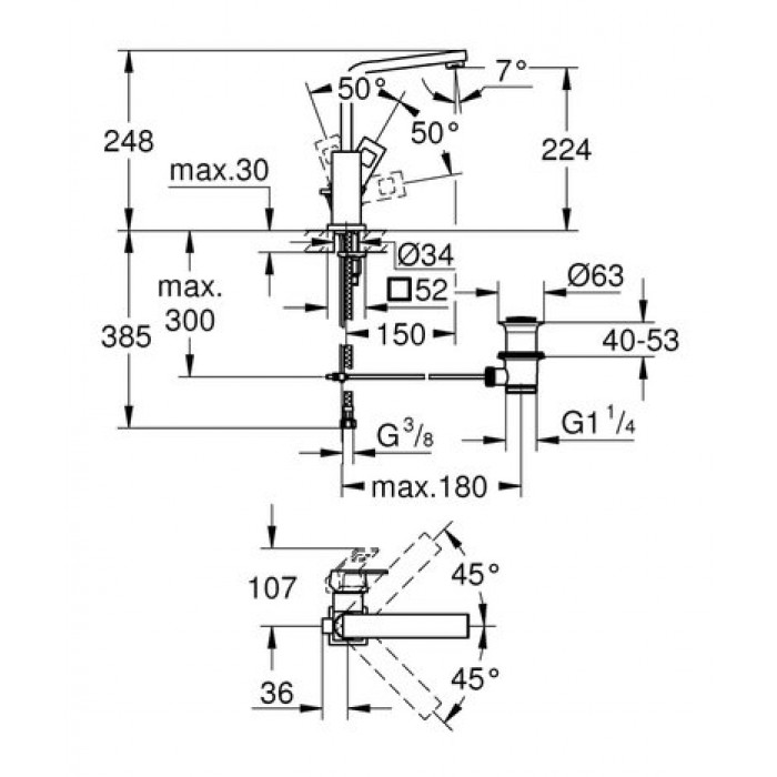 Смеситель для раковины Grohe Eurocube L-Size 23135000