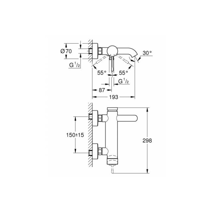 Grohe Essence Смеситель однорычажный для ванны (33624GL1)
