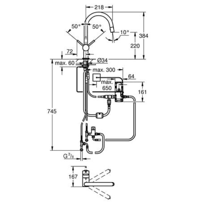 Сенсорный смеситель для кухни Grohe Flair Touch 30276001