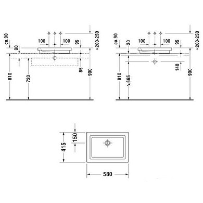 Плитка керамогранит Керамическая раковина шлифованная 58 см Duravit 2nd floor 0317580000 для пола