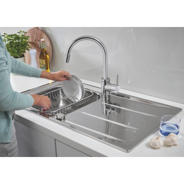 Мойдка для кухни Grohe 860x500 мм с эксцентриком, 1 чаша, матовая (31566SD0)