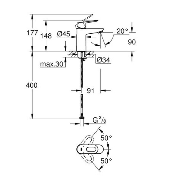 Смеситель для раковины Grohe Bau Loop S-Size 23337000