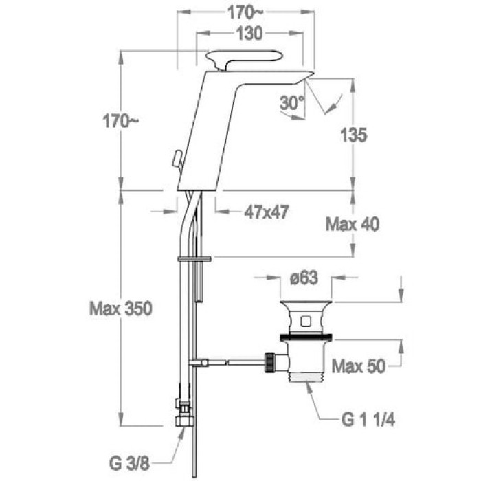 Смеситель для раковины Fir Dynamica 88 (88.1533.5.10.00)