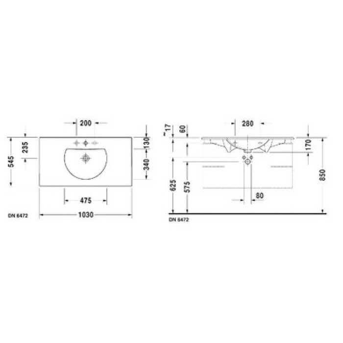 Плитка керамогранит Керамическая раковина 103 см Duravit Darling New 0499100000 для пола