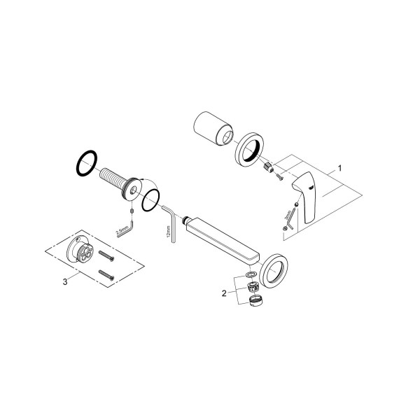 Grohe BauCurve Смеситель для раковины на два отверстия S-Size (20288000)