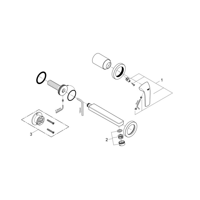 Grohe BauCurve Смеситель для раковины на два отверстия S-Size (20288000)