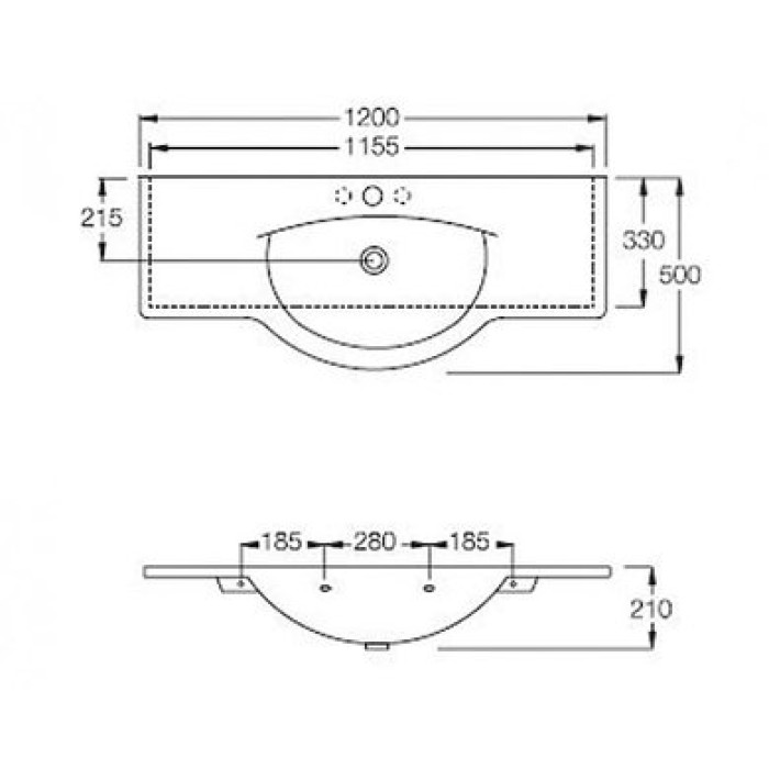 Керамическая раковина 120 см Hatria Sophie, белый (Y0HE01)