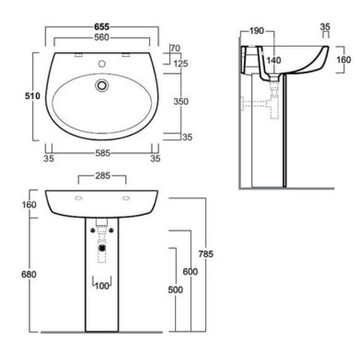 Керамическая раковина 65 см Simas LFT Spazio LFT 05