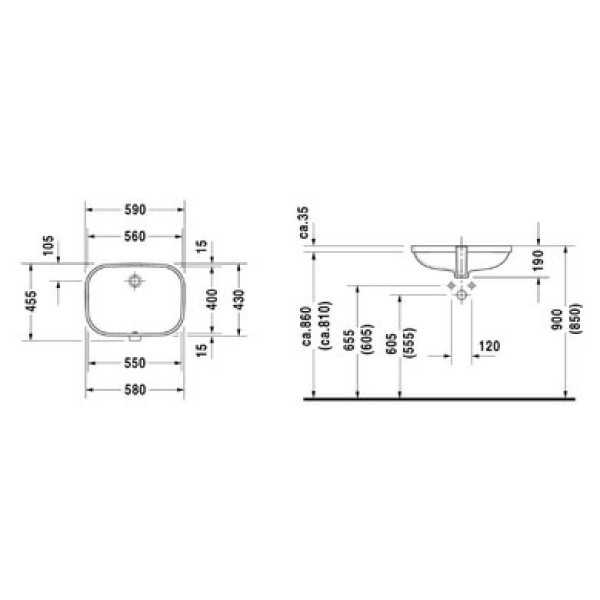 Плитка керамогранит Керамическая раковина 56 см Duravit D-Code 0338560000 для пола