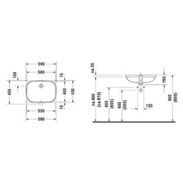 Плитка керамогранит Керамическая раковина 56 см Duravit D-Code 0338560000 для пола