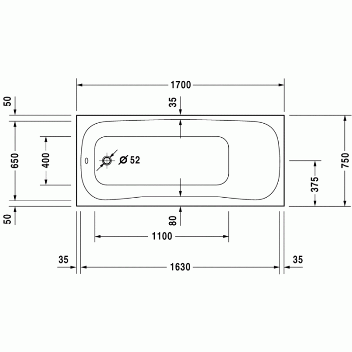 PuraVida ванна прямоугольная 170 см 700198000000000 в интернет-магазине «Estet Room»