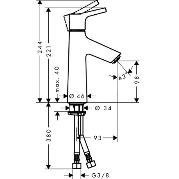 Смеситель для раковины Hansgrohe Talis S 100 72021000 без донного клапана