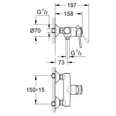 Grohe BauClassic Смеситель однорычажный для душа (32867000)