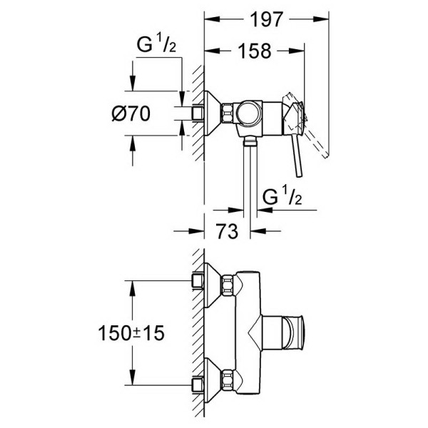 Grohe BauClassic Смеситель однорычажный для душа (32867000)