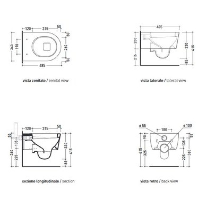 Подвесной укороченный унитаз Flaminia Mini Link, white (5064)
