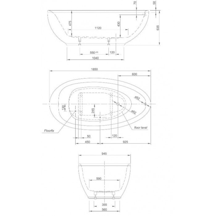 Ванна акриловая Knief Lounge 185x95 см (0100-089)