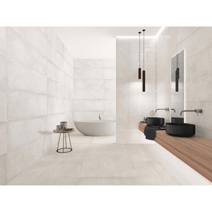 Плитка IBERO Cromat One DECOR POSITIVE WHITE REC-BIS 12×1200×400 под бетон