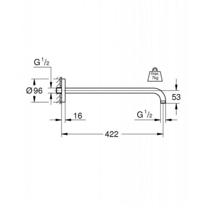 Плитка керамогранит Grohe Rainshower Кронштейн для верхнего душа 422мм (26146000) для пола