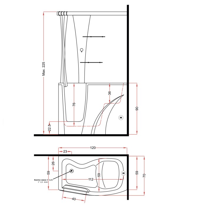 Gruppo Treesse Gen-Y Midi Ванна 120x70xh215 см