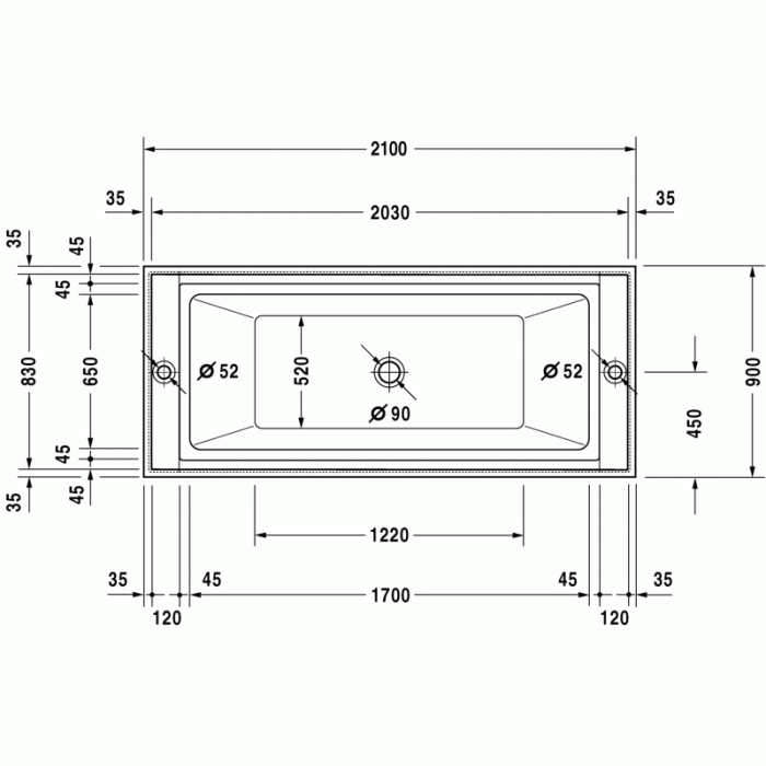 Sundeck ванна прямоугольная 205,5 см 700128000000000 в интернет-магазине «Estet Room»