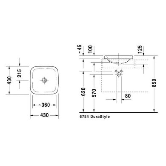 Плитка керамогранит Керамическая раковина 43 см Duravit DuraStyle 0372430000 для пола