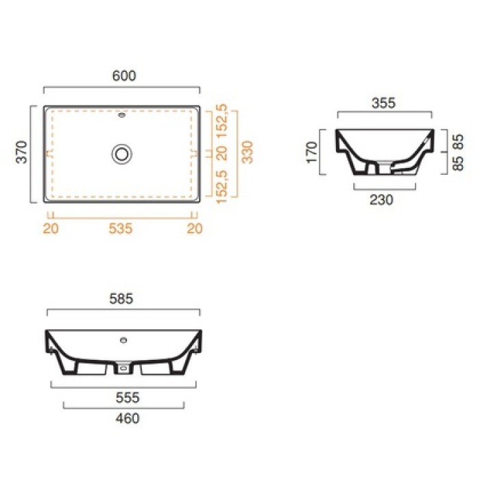 Керамическая раковина 60 см Catalano NEW ZERO, bianco lucido
