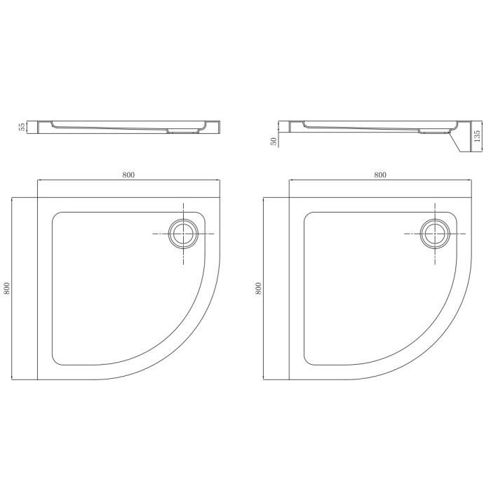 Поддон четверть круга PRIMERA STQ2080 FRAME 80 * 80