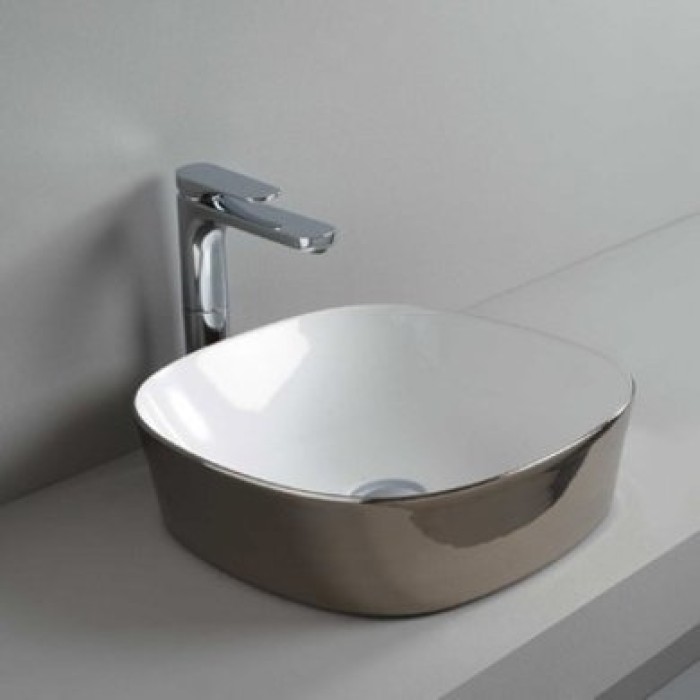 Керамическая раковина 42 см Artceram Ghost, white glossy/platinum bicolor (GHL001 01;57)