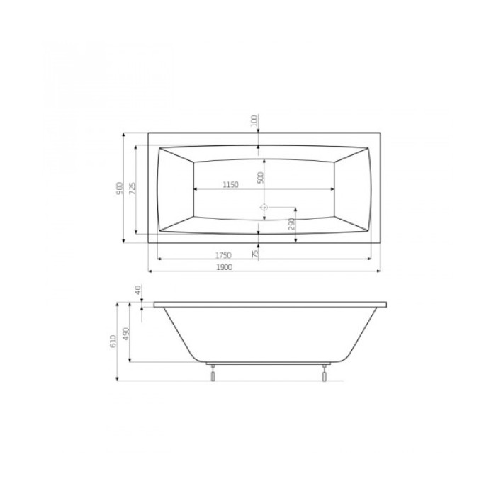 Ванна акриловая 190*90см ROCA VITA A24T090000 с ножками Ванна акриловая 190*90см ROCA VITA A24T090000 с ножками