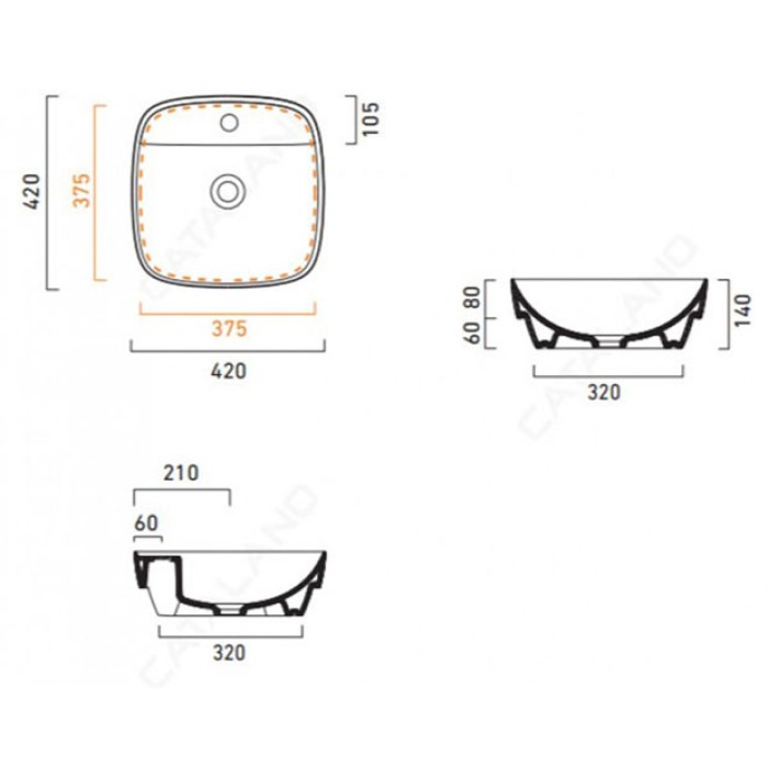 Керамическая раковина 42 см Catalano Green Lux