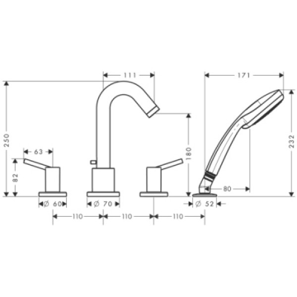 Смеситель для ванны Hansgrohe Talis 32314000
