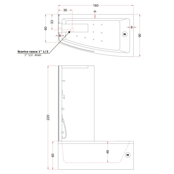 Gruppo Treesse Asyx Box Top Ванна 160x90xh222 см