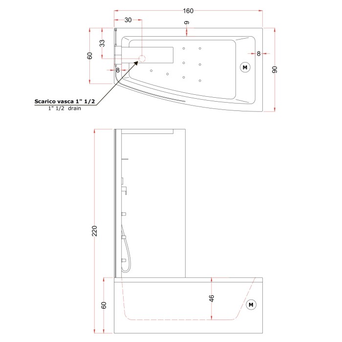 Gruppo Treesse Asyx Box Top Ванна 160x90xh222 см Gruppo Treesse Asyx Box Top Ванна 160x90xh222 см