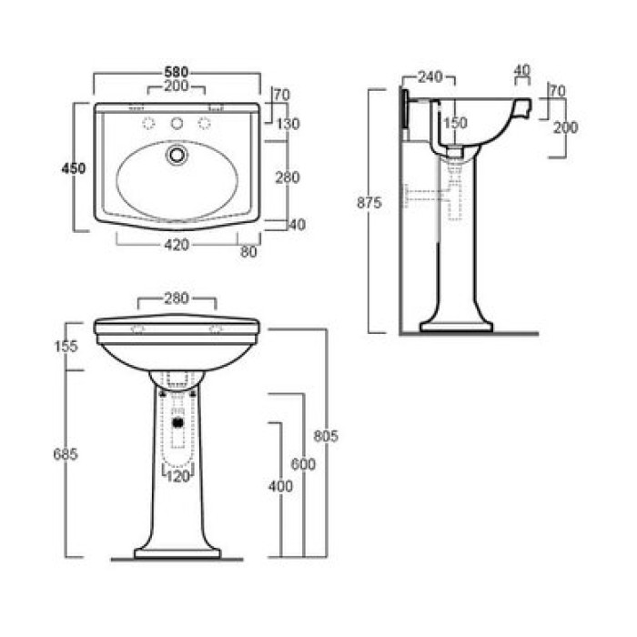 Керамическая раковина 58 см Simas Londra LO 914
