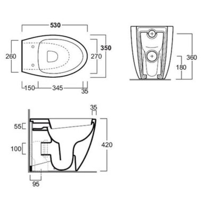 Унитаз пристенный Simas LFT Spazio, bianco glossy (LFT 20)