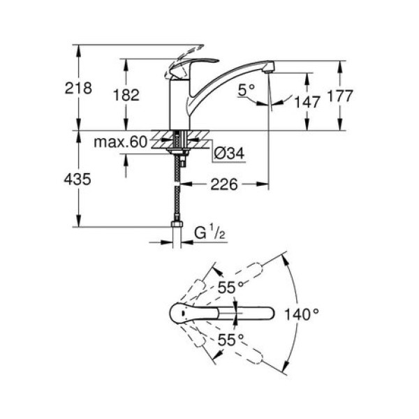 Смеситель для кухни Grohe Eurosmart 32534002
