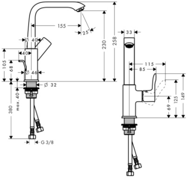 Смеситель для раковины Hansgrohe Metris 230 (31087000)