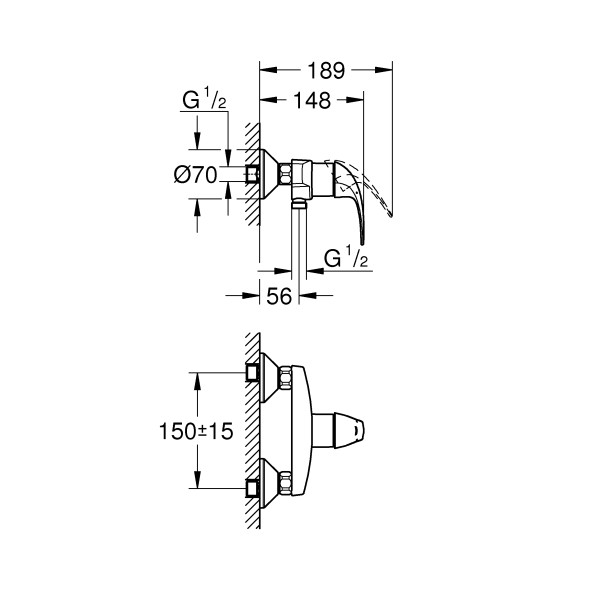 Grohe BauCurve Смеситель однорычажный для душа (23631000)