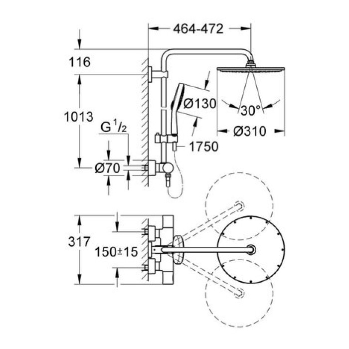 Душевая система Grohe Rainshower System 310 27968000 Душевая система Grohe Rainshower System 310 27968000