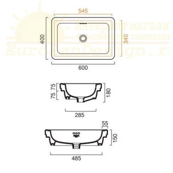 Керамическая раковина 55 см Catalano Canova Royal