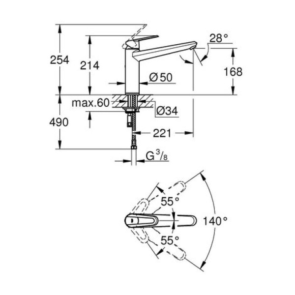 Смеситель для кухни Grohe Touch Cosmopolitan 31318000
