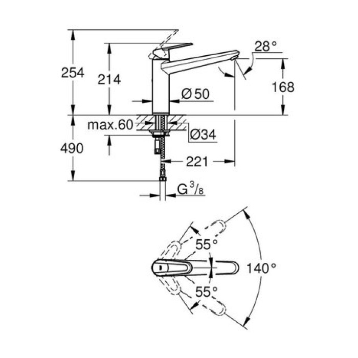 Смеситель для кухни Grohe Touch Cosmopolitan 31318000