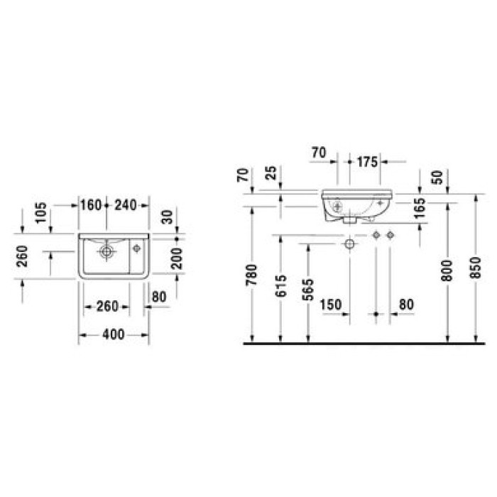 Плитка керамогранит Керамическая раковина 40 см Duravit Starck 3 0751400000 для пола